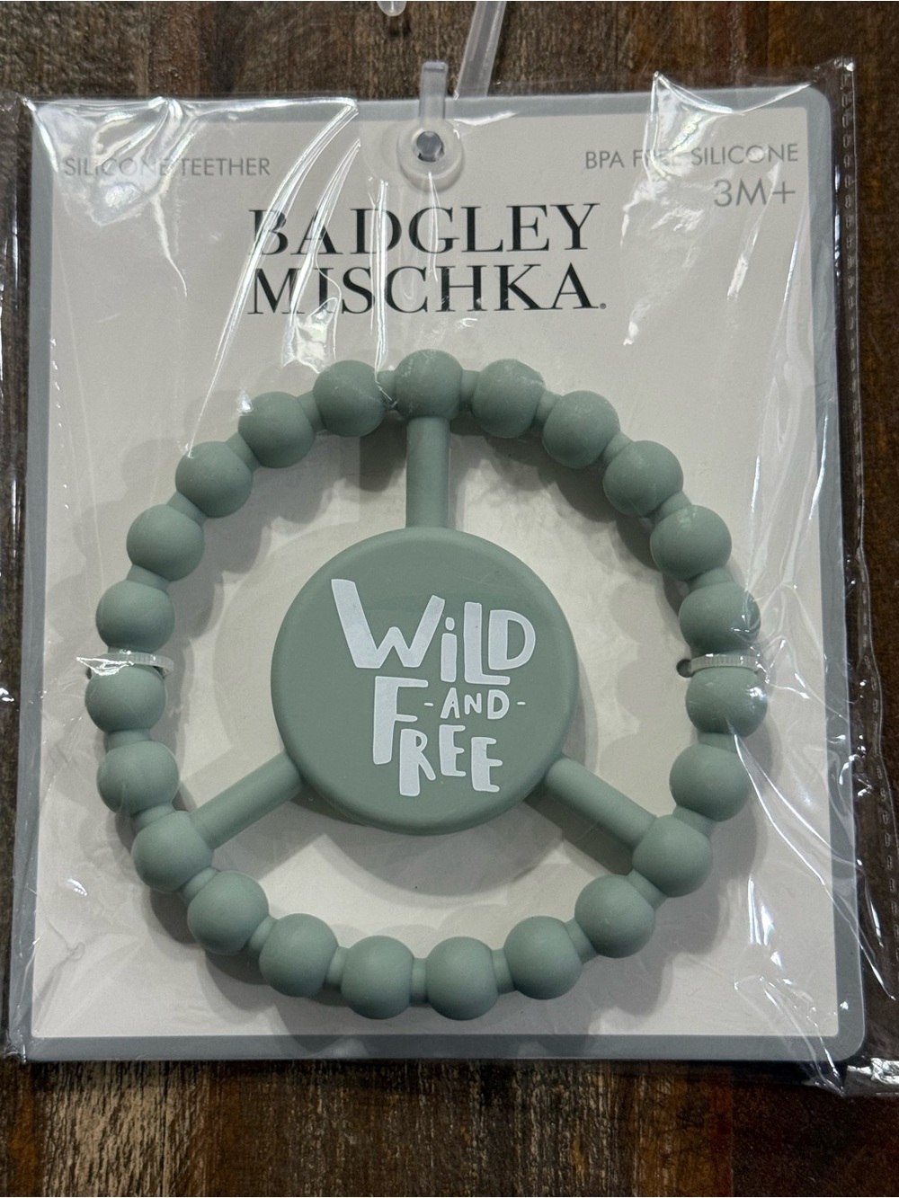 Badgley Mischka Wild and Free Sage Silicone Baby Teether NWT